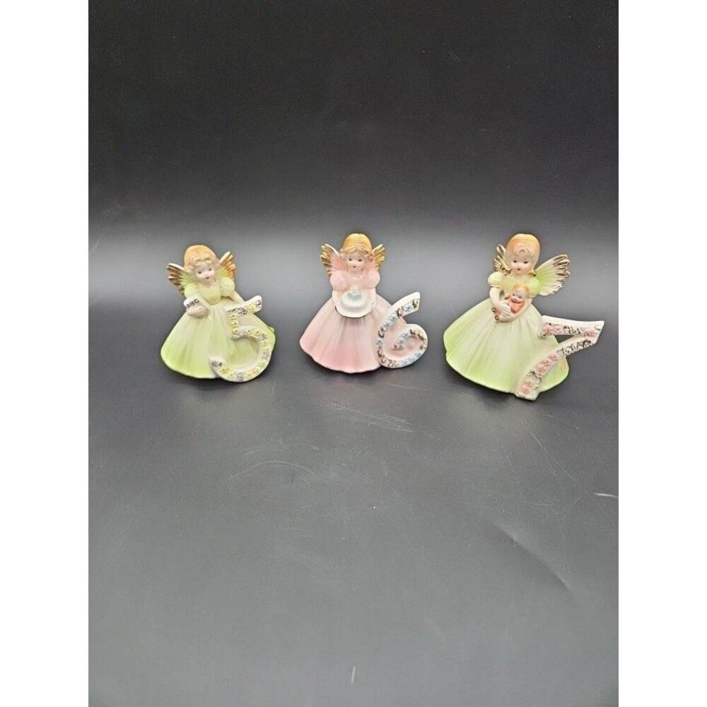 Josef Originals Lot of 3 Birthday Angel Figurines Ages 5,6,7 Japan